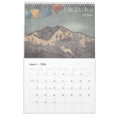 Vintages Aquamarines Bergspitzen-Art-Logo und Moti Kalender (Mär 2026)