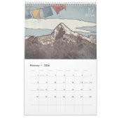 Vintages Aquamarines Bergspitzen-Art-Logo und Moti Kalender (Feb 2026)