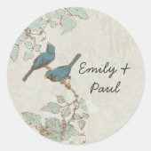 Vintages Aquamarines Bird Wedding Siegel Runder Aufkleber (Vorderseite)