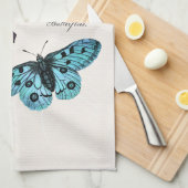 Vintages aquamarines blaues lila rosa geschirrtuch (Viertel Falte)