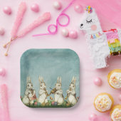 Vintages Aquamarines Blaues Osterhasen und Ei Pappteller (Party)