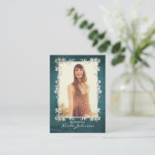 Vintages aquamarines blaues telefonnummerkarte (Stehend Vorderseite)