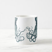 Vintages Aquamarines Blaues Vintages Oktopus Nauti Kaffeetasse (Mittel)