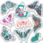 Vintages Aquamarines Blue Butterfells Junk Journal Aufkleber (Vorderseite)