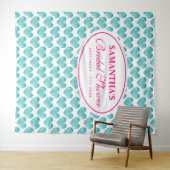 Vintages aquamarines Brautparty Foto Wandteppich (Beispiel (Horizontal))