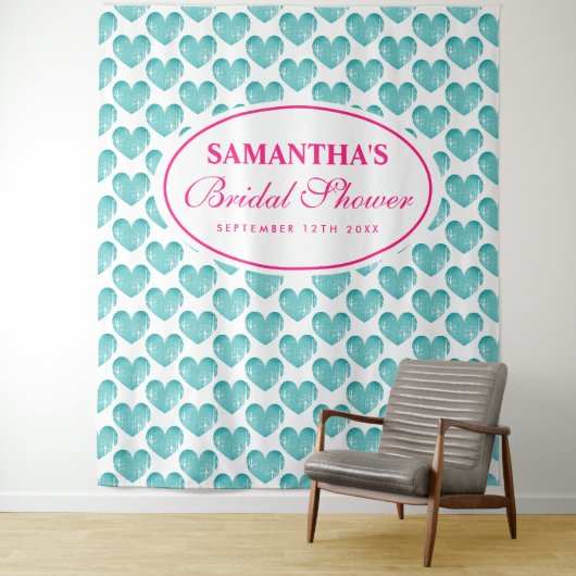 Vintages aquamarines Brautparty Foto Wandteppich (Beispiel)