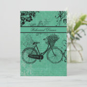 Vintages Aquamarines Fahrrad Probe Abendessen Einl Einladung (Stehend Vorderseite)