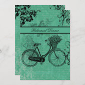 Vintages Aquamarines Fahrrad Probe Abendessen Einl Einladung (Vorne/Hinten)