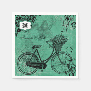 Vintages Aquamarines Fahrradpapier Personalisiert Serviette