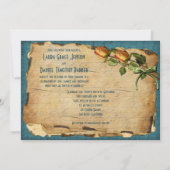 Vintages Aquamarines Gold Frame Foto Hochzeitsempf Einladung (Rückseite)