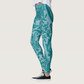 Vintages Aquamarines Grünes Blumenmuster Leggings (Links)