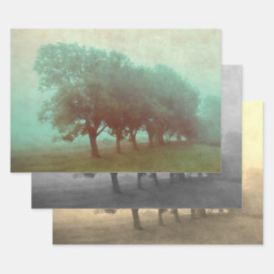 Vintages Aquamarines Landschaftsdekor Geschenkpapier Set