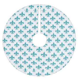Vintages aquamarines Lilienmuster Polyester Weihnachtsbaumdecke