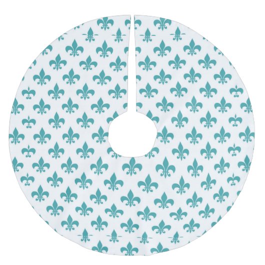 Vintages aquamarines Lilienmuster Polyester Weihnachtsbaumdecke (Vorderseite)