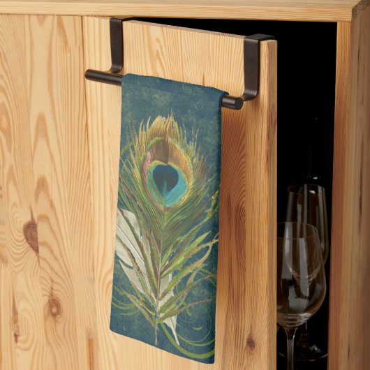 Vintages Aquamarines Peacock Feather Stilvoll Geschirrtuch (Drittel gefaltet)