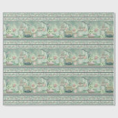 Vintages Aquamarines Tee- und Rose-Umschlagpapier Geschenkpapier (Flach)