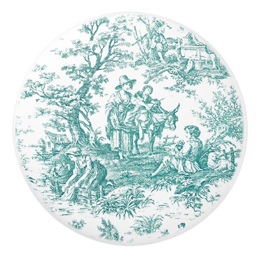 Vintages aquamarines Türkis Keramikknauf (Vorderseite)