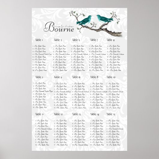 Vintages Aquamarines Vogelsitzdiagramm anklicken Poster (Vorne)