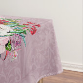 Vintages Aquarell Blumenstrauß Oval Garni Rosa Tischdecke (Beispiel)