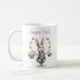 Vintages Aquarell Bunny Juggling Ostereier Kaffeetasse