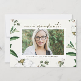 Vintages Aquarell Weiße Blume Foto Abschluss Ankündigung