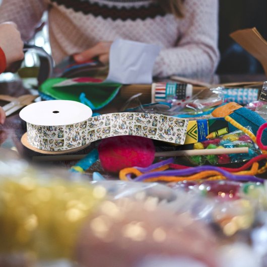 Vintages Aquarellbär Ostern Ei Blumenmuster Satinband