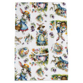 Vintages Aquarellbild Ostersonnige Blumenmuster Mittlere Geschenktüte (Rückseite)