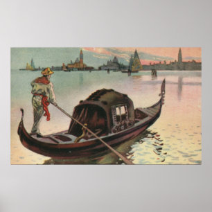 Vintages Aquarelle Venice La Gondola Poster