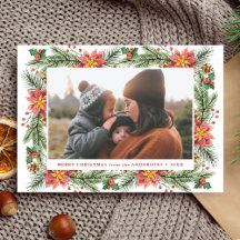 Vintages Aquarellfarben Poinsettia Horizontales Fo