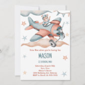 Vintages Aquarellflugzeug zum Geburtstag Einladung (Vorderseite)