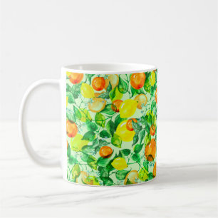 Vintages Aquarellmuster - Lemon Zweig mit fl Kaffeetasse