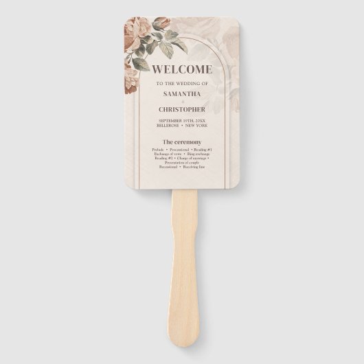 Vintages Aquarellrost Terrakotta-Rose-Programm Fächer (Vorderseite)