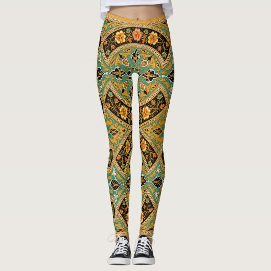Vintages arabisches Blumenmuster Leggings (Vorderseite)