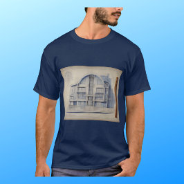 Vintages architektonisches Blaupausenbild auf T-Shirt