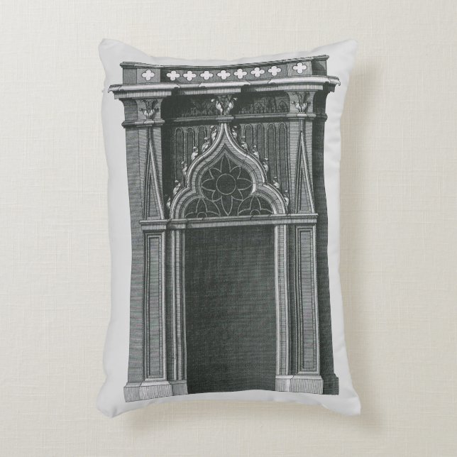 Vintages architektonisches Element, gotische Türe Dekokissen (Vorderseite(Vertikal))