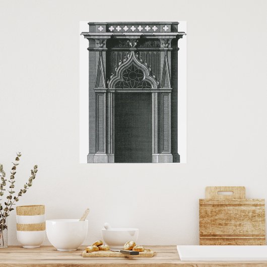 Vintages architektonisches Element, gotische Türe Poster (Küche)