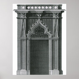 Vintages architektonisches Element, gotische Türe Poster