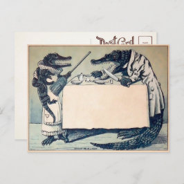 Vintages Argumentieren Krokodile Postkarte