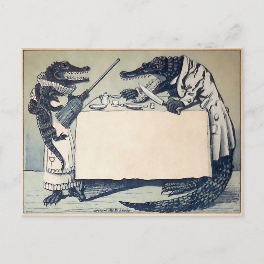 Vintages Argumentieren Krokodile Postkarte (Vorderseite)