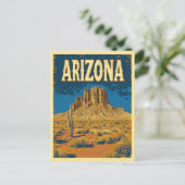 Vintages Arizona Berggipfel Wüste Postkarte (Stehend Vorderseite)