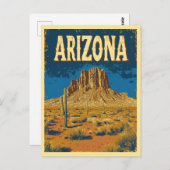 Vintages Arizona Berggipfel Wüste Postkarte (Vorne/Hinten)