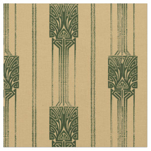 Vintages Art Deco Abstraktes Pfauenmuster Stoff