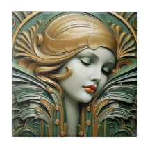 Vintages Art Deco Art Nouveau Green Gold