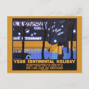 Vintages Art Deco - Bahnreisen und Fahrten Postkarte