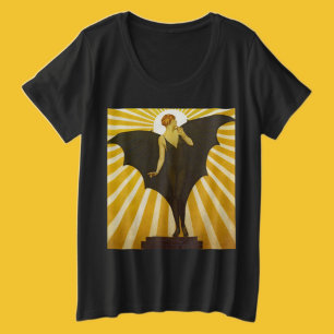 Vintages Art Deco "Bat Lady Sunburst" Große Größe T-Shirt