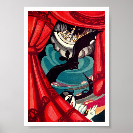 Vintages Art Deco Bat Theater Poster (Vorne)