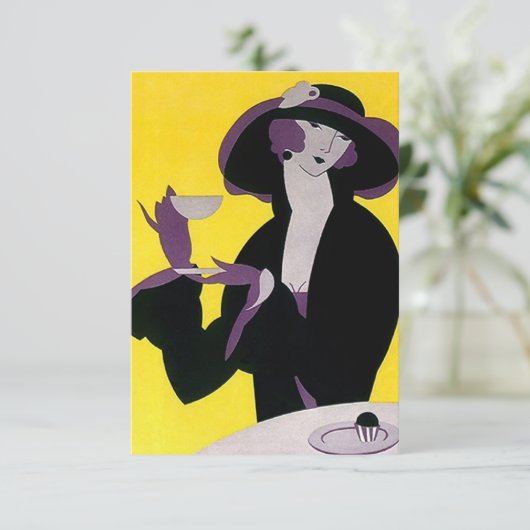 Vintages Art Deco Einladung (Stehend Vorderseite)