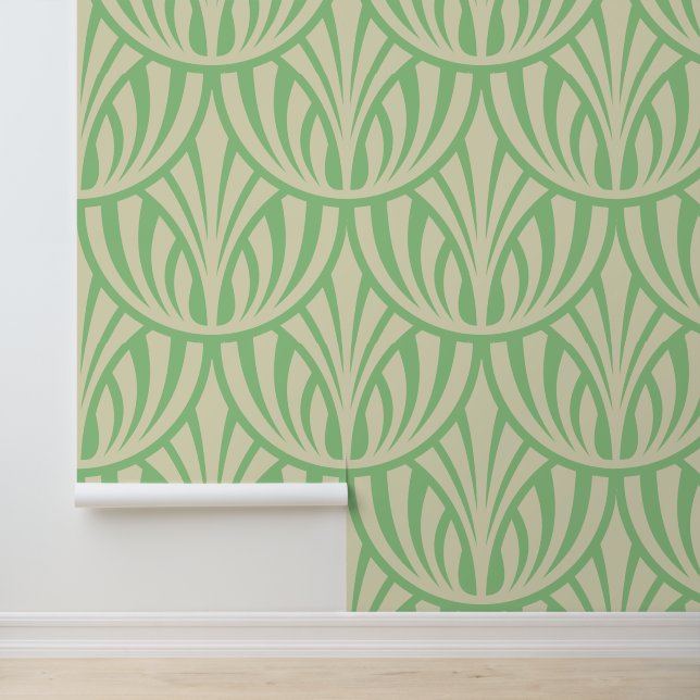 Vintages Art Deco Foliage Fish Scuster Tapete (Anwendung)