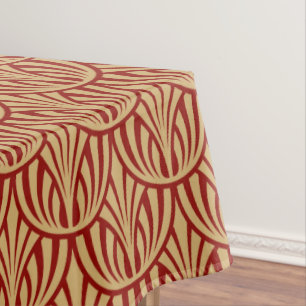Vintages Art Deco Foliage Fish Scuster Tischdecke