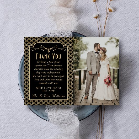 Vintages Art-Deco-Foto von 1920 Dankeskarte